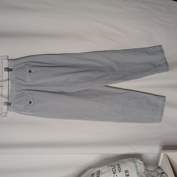 Liz Claiborne Liz Wear Petite Blue & White Pinstripe Denim Trouser Pants Size 2P - Picture 3 of 4